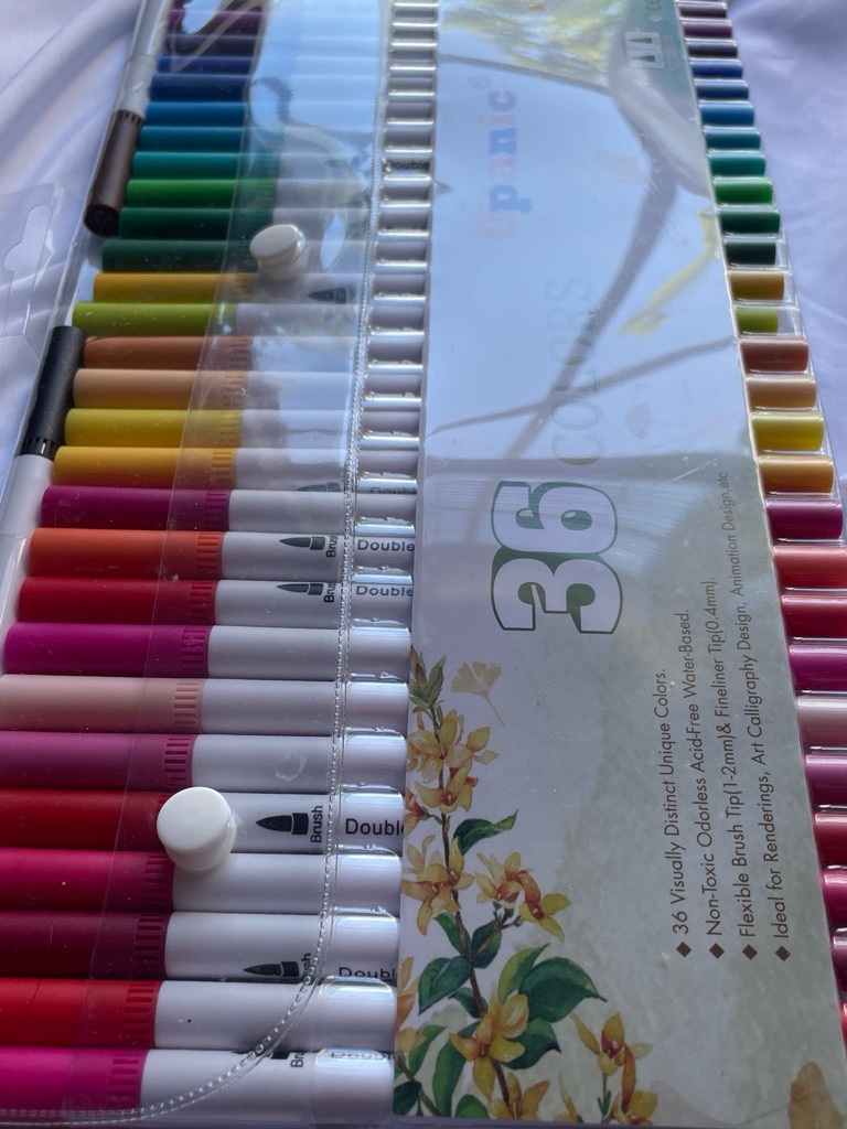 36-Color Dual Tip Brush Marker Set - Assorted Bright Colors